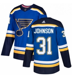 Mens Adidas St Louis Blues 31 Chad Johnson Authentic Royal Blue Home NHL Jersey 