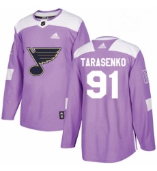 Mens Adidas St Louis Blues 91 Vladimir Tarasenko Authentic Purple Fights Cancer Practice NHL Jersey 