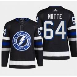 Men Tampa Bay Lightning 64 Tyler Motte Black Alternate Premier Breakaway Stitched Jersey