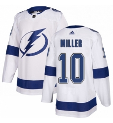 Mens Adidas Tampa Bay Lightning 10 JT Miller Authentic White Away NHL Jerse