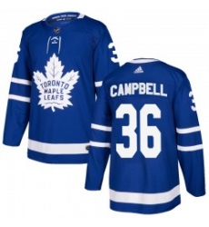 Men Toronto Maple Leafs 36 Jack Campbell Blue Authentitc Adidas Jersey