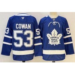 Men Toronto Maple Leafs  53 Easton Cowan Fanatics Home Blue Premium Jersey