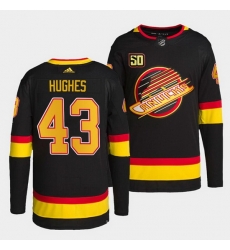 Men Vancouver Canucks 43 Quinn Hughes 50th Anniversary Black Stitched jersey