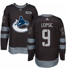 Mens Adidas Vancouver Canucks 9 Brendan Leipsic Premier Black 1917 2017 100th Anniversary NHL Jersey 