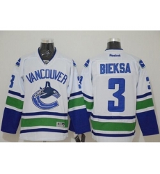 Vancouver Canucks #3 Kevin Bieksa White Stitched NHL Jersey