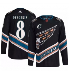 Men Washington Capitals 8 Alex Ovechkin Black 2022 23 Reverse Retro Stitched Jersey