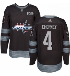 Mens Adidas Washington Capitals 4 Taylor Chorney Authentic Black 1917 2017 100th Anniversary NHL Jersey 