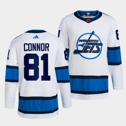 Men Winnipeg Jets 81 Kyle Connor White 2022 Reverse Retro Stitched Jersey