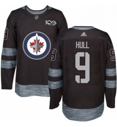 Mens Adidas Winnipeg Jets 9 Bobby Hull Premier Black 1917 2017 100th Anniversary NHL Jersey 