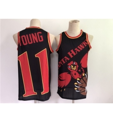 Men Atlanta Hawks 11 Trae Young Black Big Face Mitchell Ness Hardwood Classics Soul Swingman Throwback Jersey