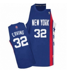 Mens Adidas Brooklyn Nets 32 Julius Erving Authentic Blue ABA Retro Throwback NBA Jersey