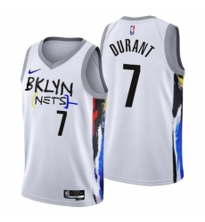 Men's Brooklyn Nets #7 Kevin Durant 2022-23 White City Edition Stitched Basketball Jersey