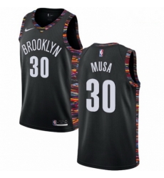 Mens Nike Brooklyn Nets 30 Dzanan Musa Swingman Black NBA Jersey 2018 19 City Edition 