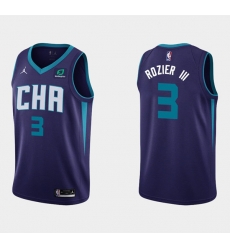 Men Charlotte Hornets 3 Terry Rozier III Purple Stitched Basketball Jersey