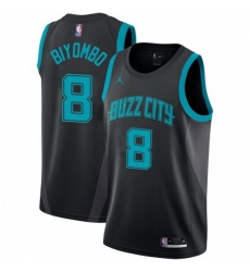 Men Nike Charlotte Hornets 8 Bismack Biyombo Black NBA Jordan Swingman City Edition 2018 19 Jersey