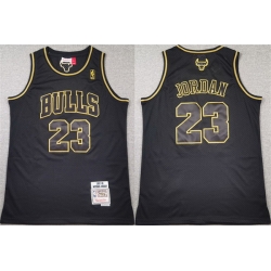 Men Chicago Bulls 23 Michael Jordan Black Gold 1997 98 Stitched Basketball Jersey