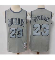 Men Chicago Bulls 23 Michael Jordan Grey Throwback Stitched Basketball Jersey