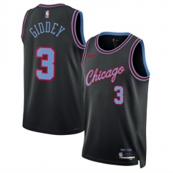 Men Chicago Bulls 3 Josh Giddey Black 2025 26 City Edition Stitched Basketball Jersey