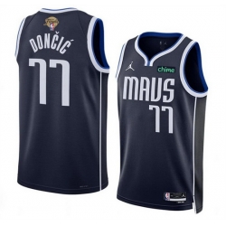 Men Dallas Mavericks 77 Luka Doncic Navy 2024 Finals Statement Edition Stitched Basketball Jersey