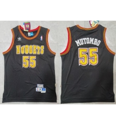 Men Adidas Denver Nuggets Dikembe Mutombo 55 Black Hardwood Classic NBA Jersey