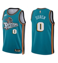 Men Detroit Pistons  0 Jalen Duren Teal Stitched Basketball Jersey