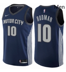 Mens Nike Detroit Pistons 10 Dennis Rodman Swingman Navy Blue NBA Jersey City Edition