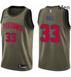 Mens Nike Detroit Pistons 33 Grant Hill Swingman Green Salute to Service NBA Jersey