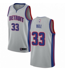 Mens Nike Detroit Pistons 33 Grant Hill Swingman Silver NBA Jersey Statement Edition