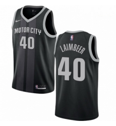 Mens Nike Detroit Pistons 40 Bill Laimbeer Swingman Black NBA Jersey City Edition