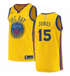 Mens Nike Golden State Warriors 15 Damian Jones Swingman Gold NBA Jersey City Edition