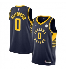 Men Indiana Pacers 0 Tyrese Haliburton Black Stitched Basketball Jersey