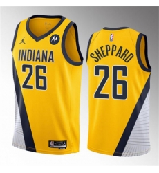 Men Indiana Pacers 26 Ben Sheppard Yellow 2023 Draft Statement Edition Stitched Basketball Jersey