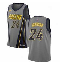 Mens Nike Indiana Pacers 24 Alize Johnson Swingman Gray NBA Jersey City Edition 