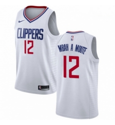 Mens Nike Los Angeles Clippers 12 Luc Mbah a Moute Swingman White NBA Jersey Association Edition 