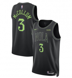 Men New Orleans Pelicans 3 C J  McCollum Black City Edition Stitched Basketball Jersey