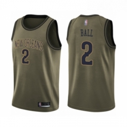 Mens New Orleans Pelicans 2 Lonzo Ball Swingman Green Salute to Service Basketball Jersey 