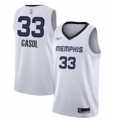 Grizzlies  33 Marc Gasol White Basketball Swingman Association Edition Jersey