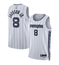 Men Memphis Grizzlies 8 Jaren Jackson Jr  White 2025 26 City Edition Stitched Basketball Jersey