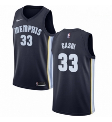 Mens Nike Memphis Grizzlies 33 Marc Gasol Swingman Navy Blue Road NBA Jersey Icon Edition