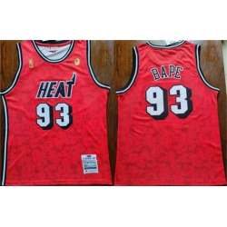 Men Miami Heat 93 Bape Red Throwback Basketball Jersey