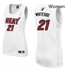 Womens Adidas Miami Heat 21 Hassan Whiteside Authentic White Home NBA Jersey