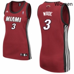 Womens Adidas Miami Heat 3 Dwyane Wade Swingman Red Alternate NBA Jersey