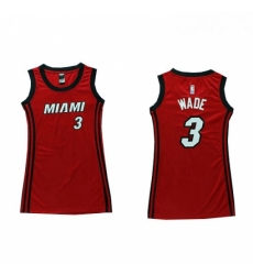 Womens Adidas Miami Heat 3 Dwyane Wade Swingman Red Dress NBA Jersey