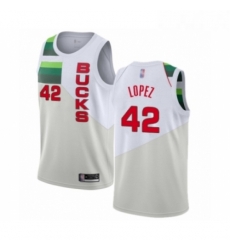 Youth Milwaukee Bucks 42 Robin Lopez White Swingman Jersey Earned Edition 