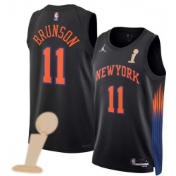 Men New Yok Knicks 11 Jalen Brunson Black 2026 Champions Patch City Edition Stitched Basketball Jersey