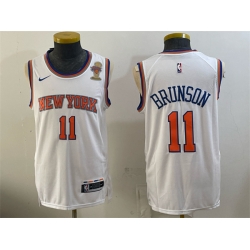Men New Yok Knicks  11 Jalen Brunson White 2026 Finals Champions Patch Stitched Jersey