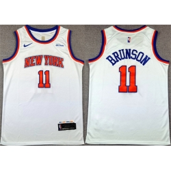 Men New Yok Knicks  11 Jalen Brunson White Association Edition Stitched Basketball Jersey
