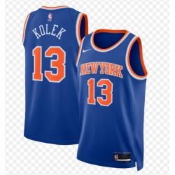 Men New Yok Knicks 13 Tyler Kolek Towns Blue Icon Edition Edition Stitched Basketball Jersey