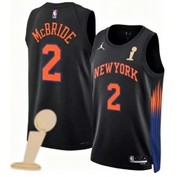 Men New Yok Knicks 2 Miles McBride Black 2026 Champions Patch City Edition Stitched Basketball Jersey