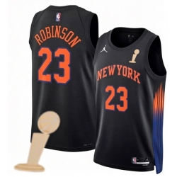 Men New Yok Knicks 23 Mitchell Robinson Black 2026 Champions Patch City Edition Stitched Basketball Jersey
